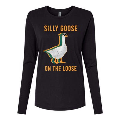 Silly Goose On The Loose Retro Womens Cotton Relaxed Long Sleeve T-Shirt