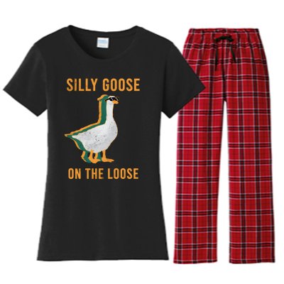 Silly Goose On The Loose Retro Women's Flannel Pajama Set