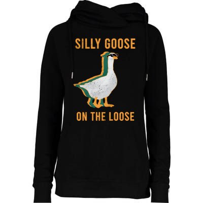 Silly Goose On The Loose Retro Womens Funnel Neck Pullover Hood