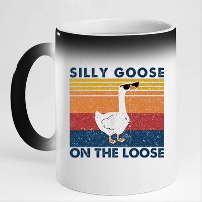 Silly Goose On The Loose Funny Saying Goose Funny 11oz Black Color Changing Mug