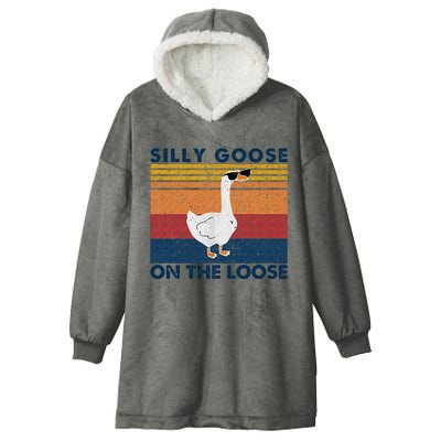 Silly Goose On The Loose Funny Saying Goose Funny Hooded Wearable Blanket