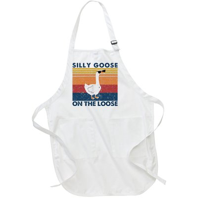 Silly Goose On The Loose Funny Saying Goose Funny Full-Length Apron With Pockets