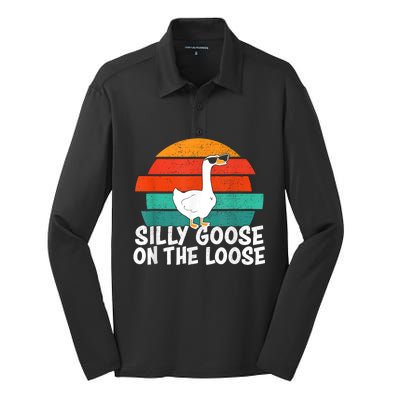 Silly Goose On The Loose Vintage Tee Cool Gift Silk Touch Performance Long Sleeve Polo