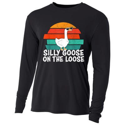 Silly Goose On The Loose Vintage Tee Cool Gift Cooling Performance Long Sleeve Crew