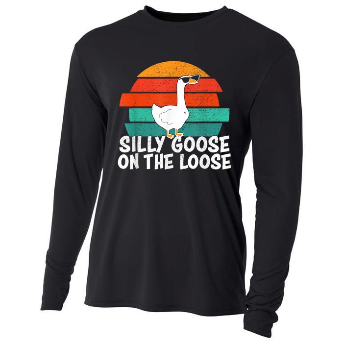 Silly Goose On The Loose Vintage Tee Cool Gift Cooling Performance Long Sleeve Crew