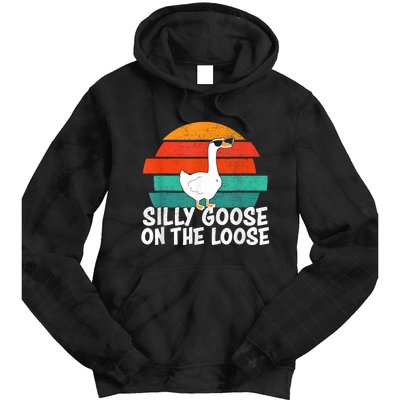 Silly Goose On The Loose Vintage Tee Cool Gift Tie Dye Hoodie