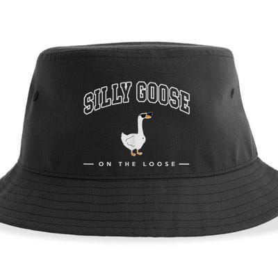 Silly Goose On The Loose Funny Silly Goose University Sustainable Bucket Hat