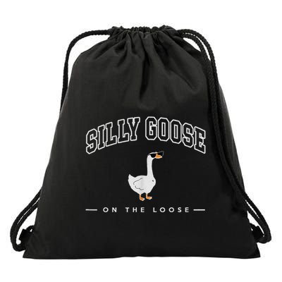 Silly Goose On The Loose Funny Silly Goose University Drawstring Bag