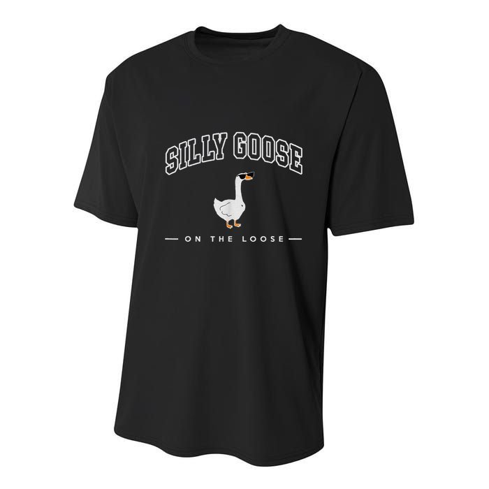 Silly Goose On The Loose Funny Silly Goose University Youth Performance Sprint T-Shirt