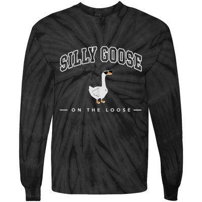 Silly Goose On The Loose Funny Silly Goose University Tie-Dye Long Sleeve Shirt