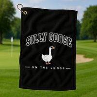 Silly Goose On The Loose Funny Silly Goose University Golf Towel