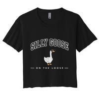 Silly Goose On The Loose Funny Silly Goose University Women's Crop Top Tee