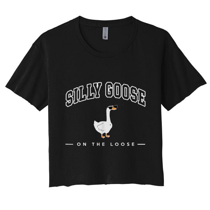 Silly Goose On The Loose Funny Silly Goose University Women's Crop Top Tee