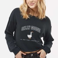Silly Goose On The Loose Funny Silly Goose University Cropped Pullover Crew