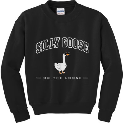 Silly Goose On The Loose Funny Silly Goose University Kids Sweatshirt