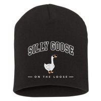 Silly Goose On The Loose Funny Silly Goose University Short Acrylic Beanie