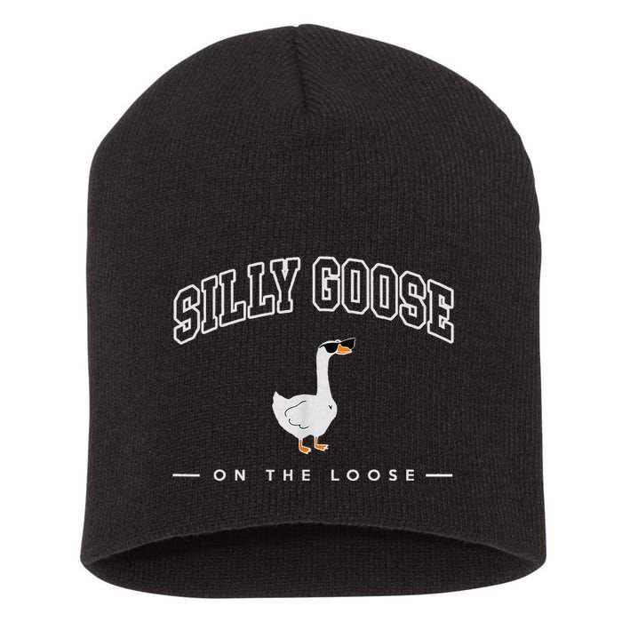 Silly Goose On The Loose Funny Silly Goose University Short Acrylic Beanie