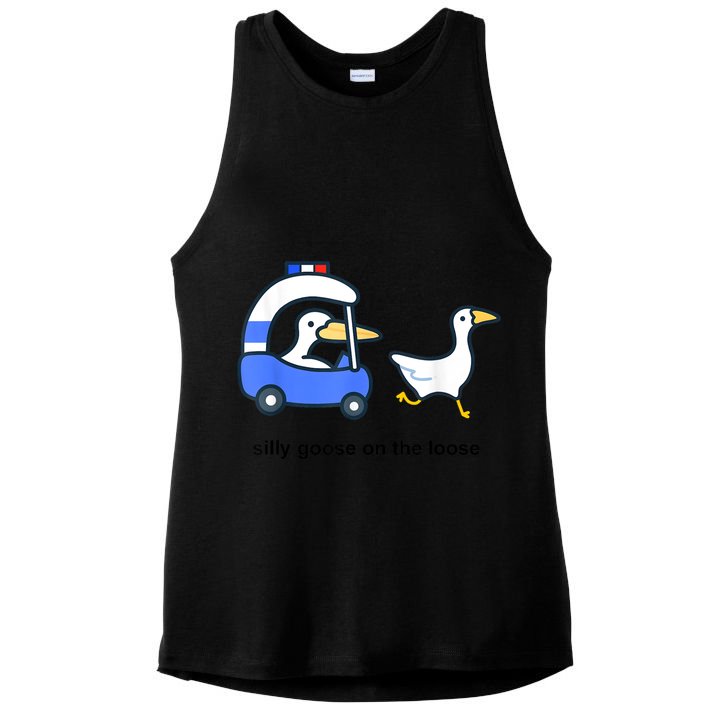 Silly Goose On The Loose Police Car And Duck Ladies PosiCharge Tri-Blend Wicking Tank