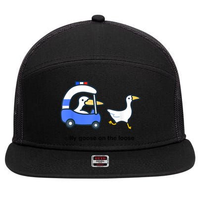 Silly Goose On The Loose Police Car And Duck 7 Panel Mesh Trucker Snapback Hat