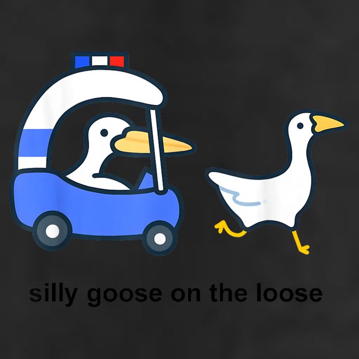 Silly Goose On The Loose Police Car And Duck 7 Panel Mesh Trucker Snapback Hat