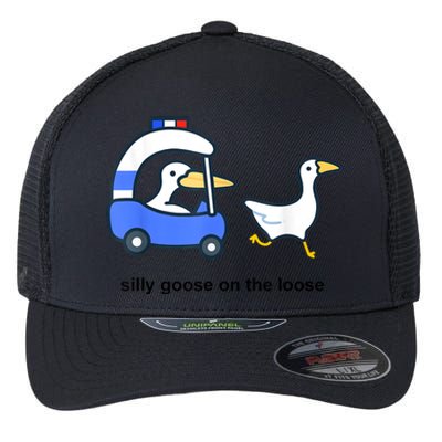 Silly Goose On The Loose Police Car And Duck Flexfit Unipanel Trucker Cap