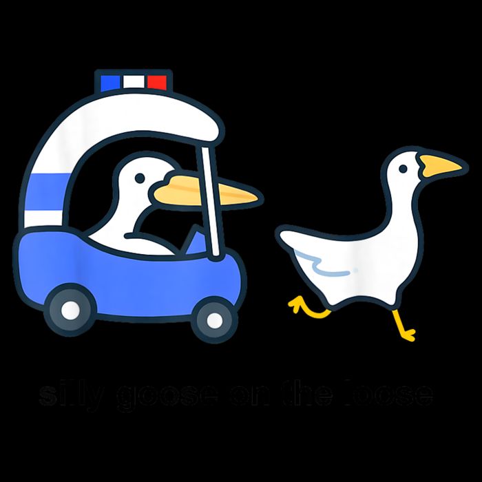 Silly Goose On The Loose Police Car And Duck Drawstring Bag