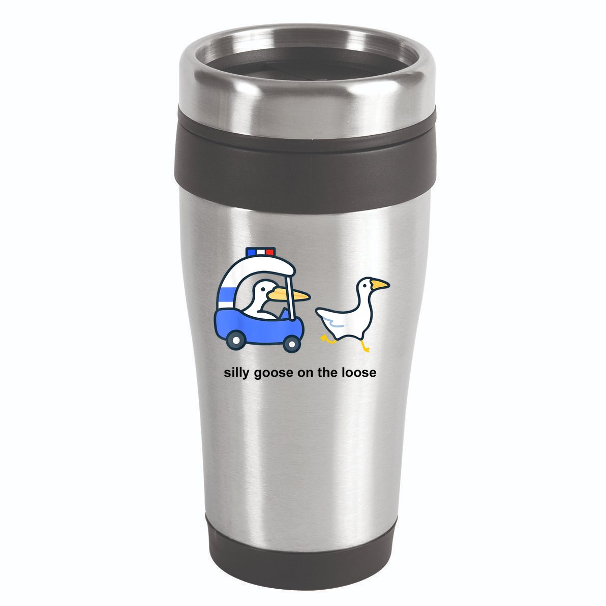 Silly Goose On The Loose Police Car And Duck 16oz Travel Tumbler