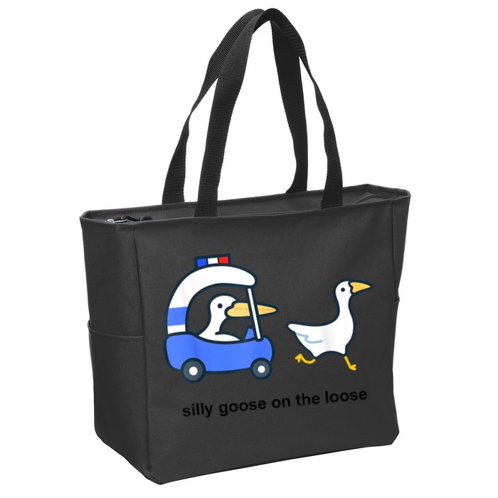 Silly Goose On The Loose Police Car And Duck Zip Tote Bag