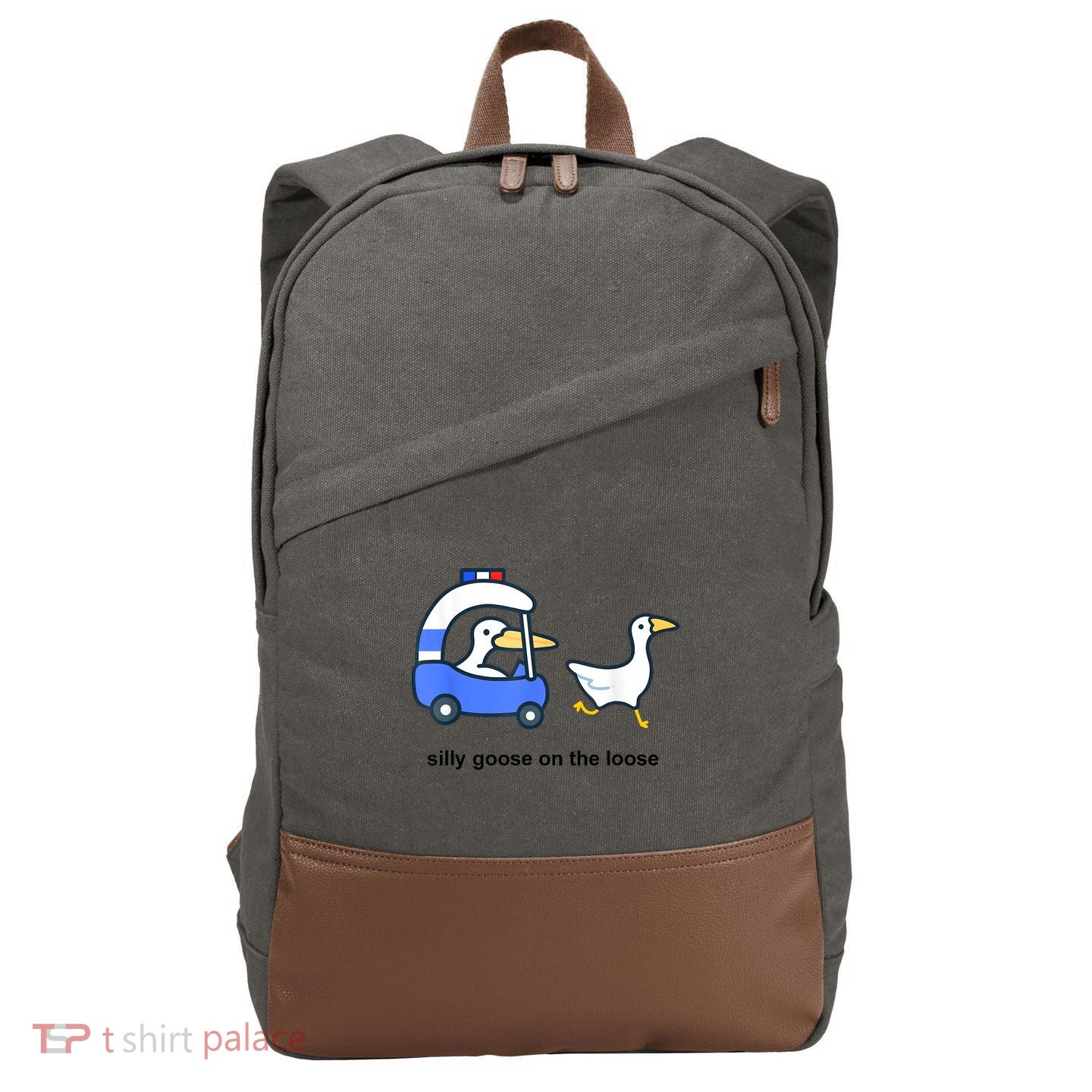 Silly Goose On The Loose Police Car And Duck Cotton Canvas Backpack