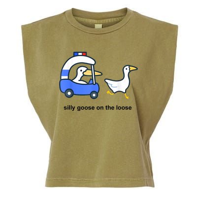 Silly Goose On The Loose Police Car And Duck Garment-Dyed Women's Muscle Tee
