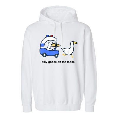 Silly Goose On The Loose Police Car And Duck Garment-Dyed Fleece Hoodie