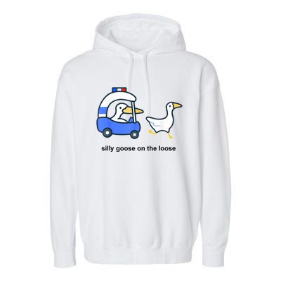 Silly Goose On The Loose Police Car And Duck Garment-Dyed Fleece Hoodie