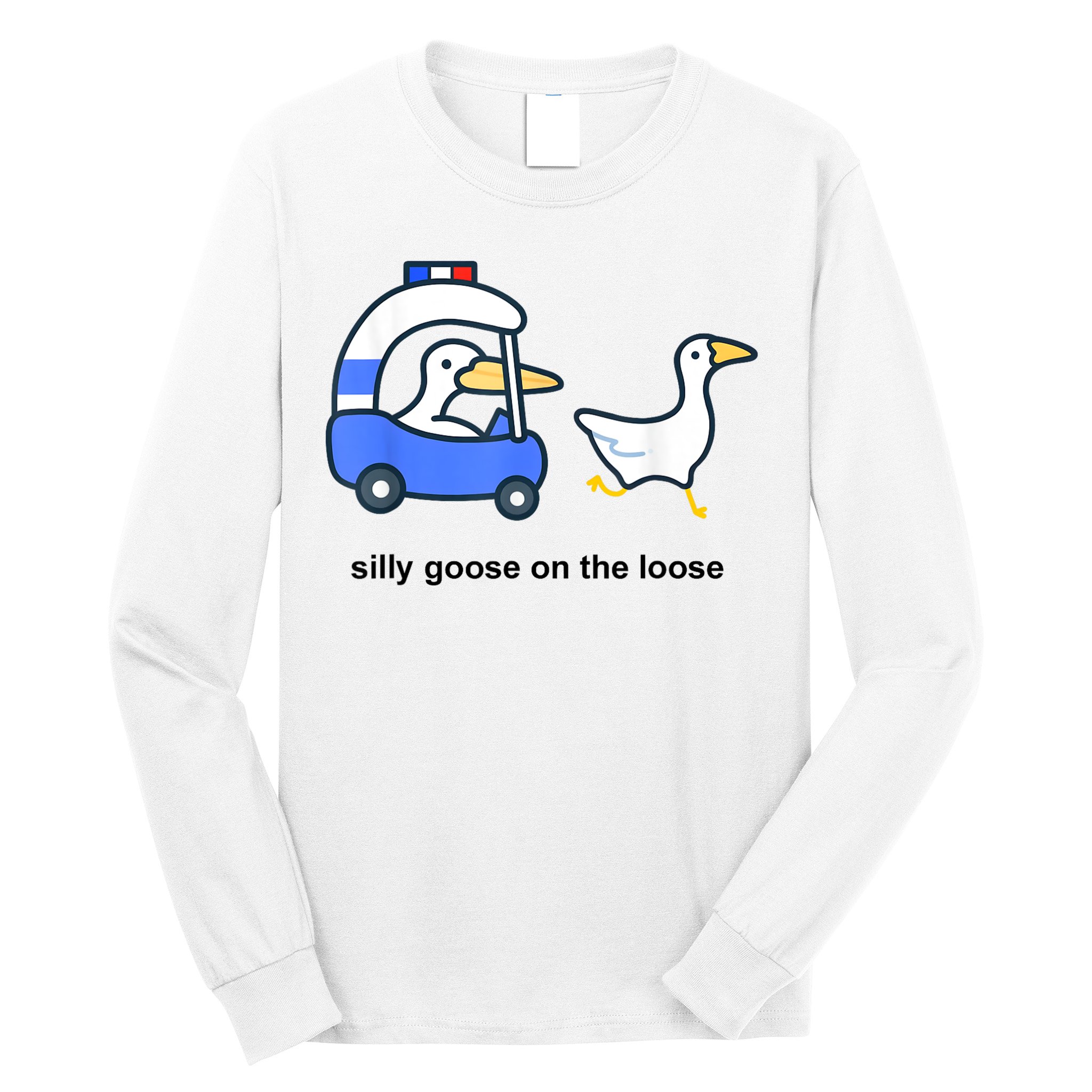 Silly Goose On The Loose Police Car And Duck Long Sleeve Shirt