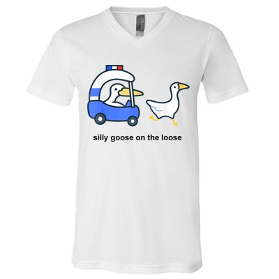 Silly Goose On The Loose Police Car And Duck V-Neck T-Shirt