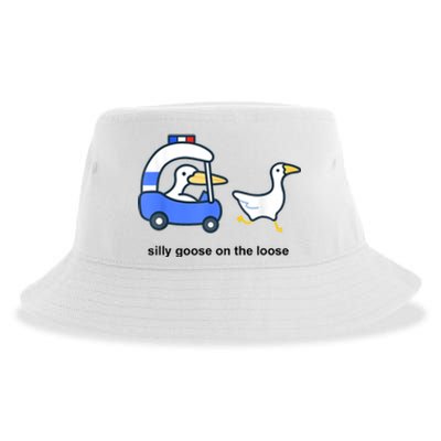 Silly Goose On The Loose Police Car And Duck Sustainable Bucket Hat