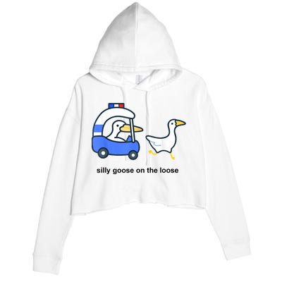 Silly Goose On The Loose Police Car And Duck Crop Fleece Hoodie