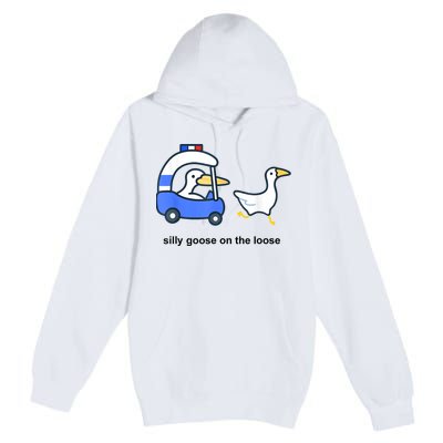 Silly Goose On The Loose Police Car And Duck Premium Pullover Hoodie