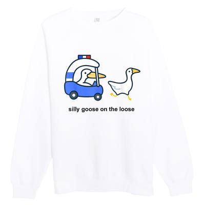 Silly Goose On The Loose Police Car And Duck Premium Crewneck Sweatshirt