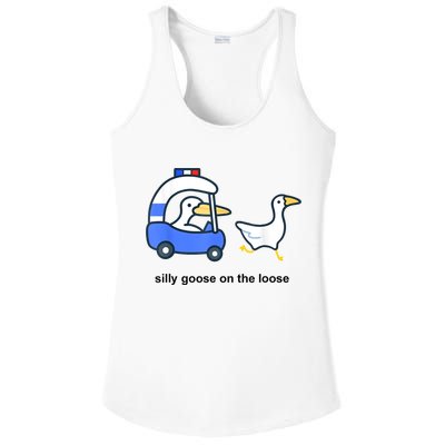 Silly Goose On The Loose Police Car And Duck Ladies PosiCharge Competitor Racerback Tank