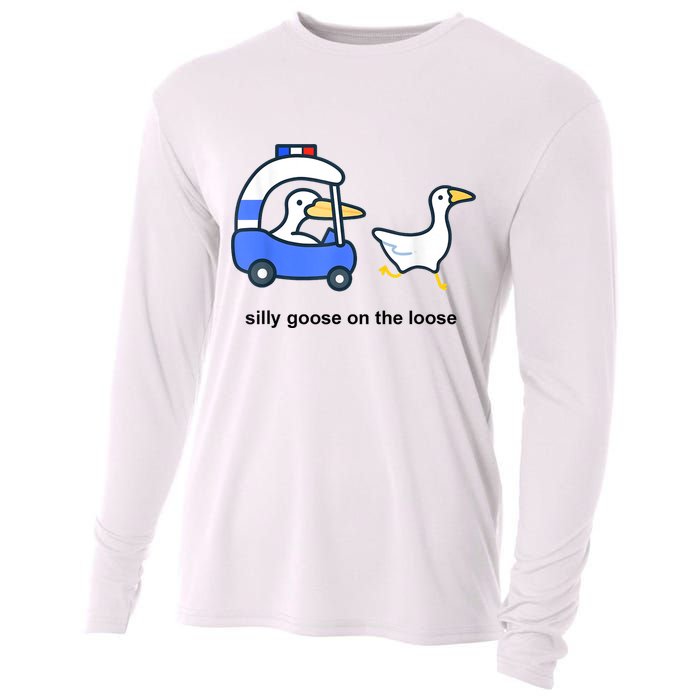 Silly Goose On The Loose Police Car And Duck Cooling Performance Long Sleeve Crew