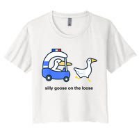 Silly Goose On The Loose Police Car And Duck Women's Crop Top Tee