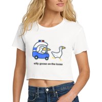 Silly Goose On The Loose Police Car And Duck Women's Crop Top Tee