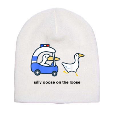 Silly Goose On The Loose Police Car And Duck Short Acrylic Beanie