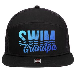 Swim Grandpa Of A Swimmer Grandfather Swimming Grandpa Gift 7 Panel Mesh Trucker Snapback Hat