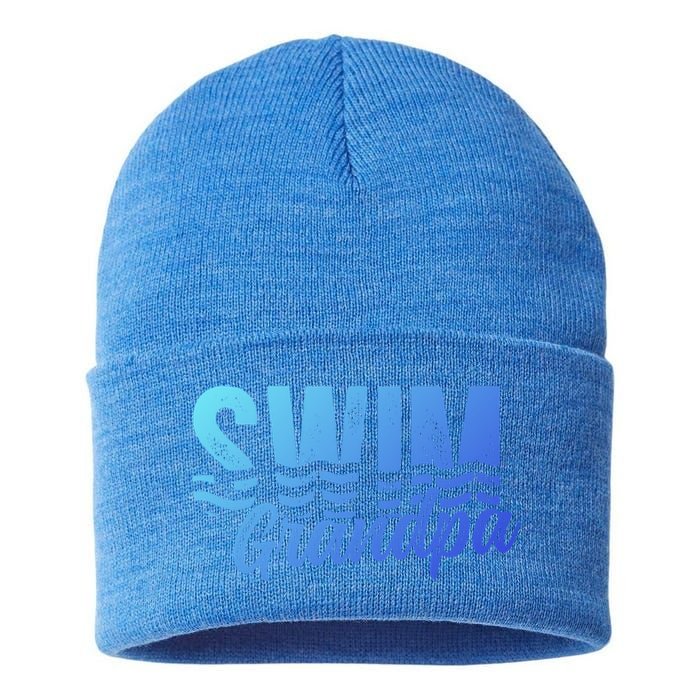 Swim Grandpa Of A Swimmer Grandfather Swimming Grandpa Gift Sustainable Knit Beanie