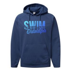 Swim Grandpa Of A Swimmer Grandfather Swimming Grandpa Gift Performance Fleece Hoodie