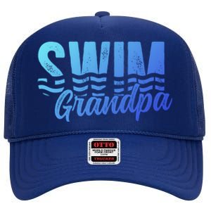 Swim Grandpa Of A Swimmer Grandfather Swimming Grandpa Gift High Crown Mesh Back Trucker Hat