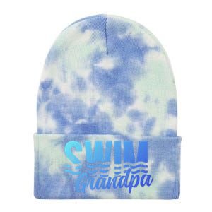 Swim Grandpa Of A Swimmer Grandfather Swimming Grandpa Gift Tie Dye 12in Knit Beanie