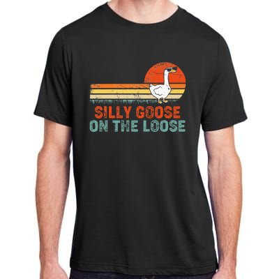 Silly Goose On The Loose Funny Vintage Silliest Goose Adult ChromaSoft Performance T-Shirt