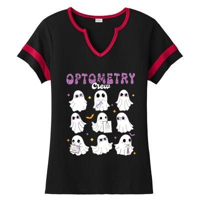 Spooky Ghost Optometry Crew Halloween Ophthalmic Optician Ladies Halftime Notch Neck Tee